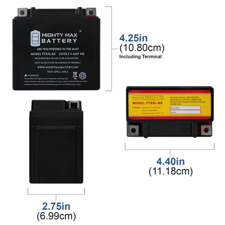 Mighty Max Battery YT5L-BS Battery Replacement for X5L FAYTX5L GTX5L-BS Batteries YTX5L-BS21133